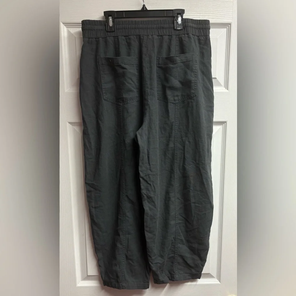 Zara Linen Blend Pull-On Pants In Faded Black Size Large